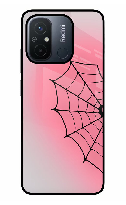 Pink Web Redmi 12C Glass Case