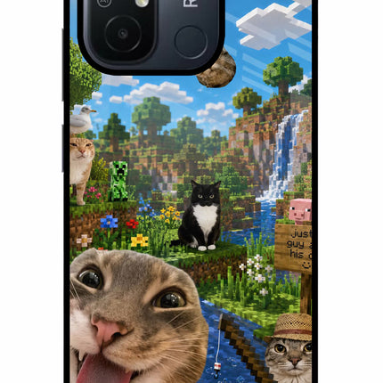 Minecraft Cat Chaos Redmi 12C Glass Case
