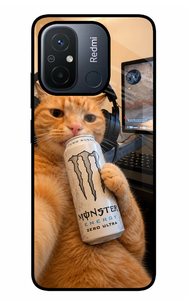 Gamer Cat Energy Redmi 12C Glass Case