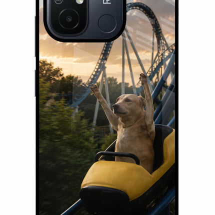 Rollercoaster Dog Redmi 12C Glass Case