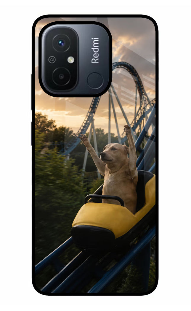 Rollercoaster Dog Redmi 12C Glass Case