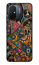 Folk Print Redmi 12C Glass Case