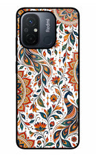 White Mayura Redmi 12C Glass Case