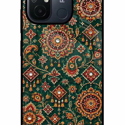 Green Pataka Redmi 12C Glass Case