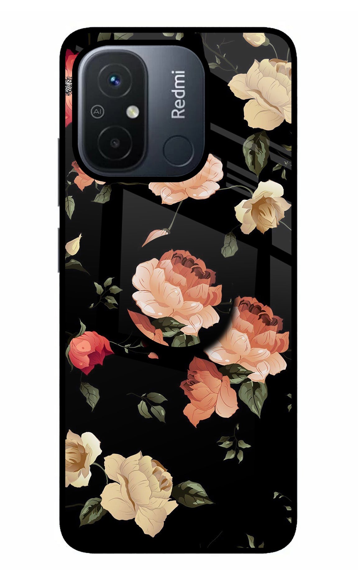 Flowers Redmi 12C Glass Case