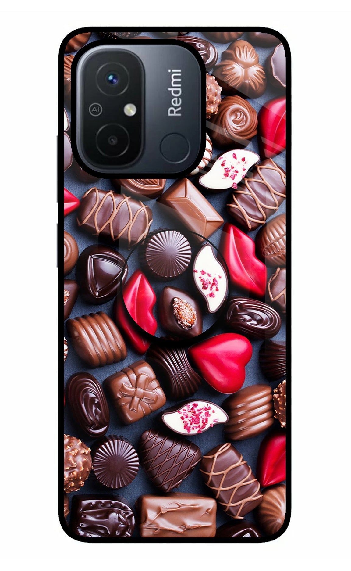 Chocolates Redmi 12C Glass Case