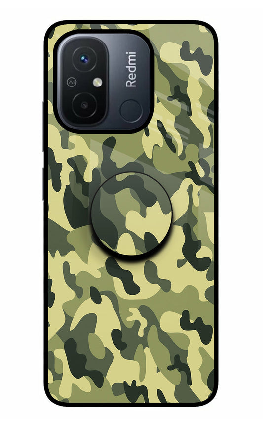 Camouflage Redmi 12C Glass Case