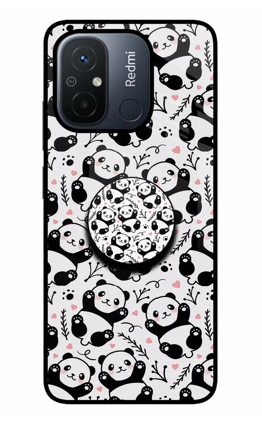 Cute Panda Redmi 12C Glass Case