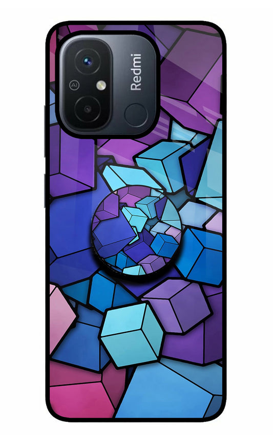 Cubic Abstract Redmi 12C Glass Case