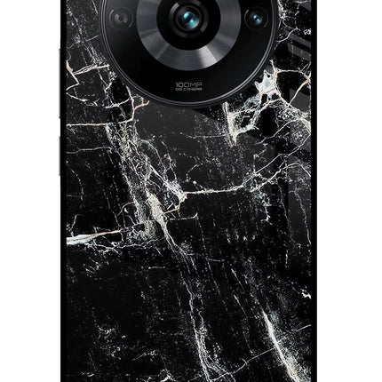 Black Marble Texture Realme 11 Pro/Pro+ 5G Glass Case Back Cover by Casekaro