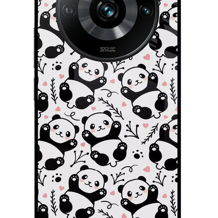 Cute Panda Realme 11 Pro/Pro+ 5G Glass Case Back Cover by Casekaro