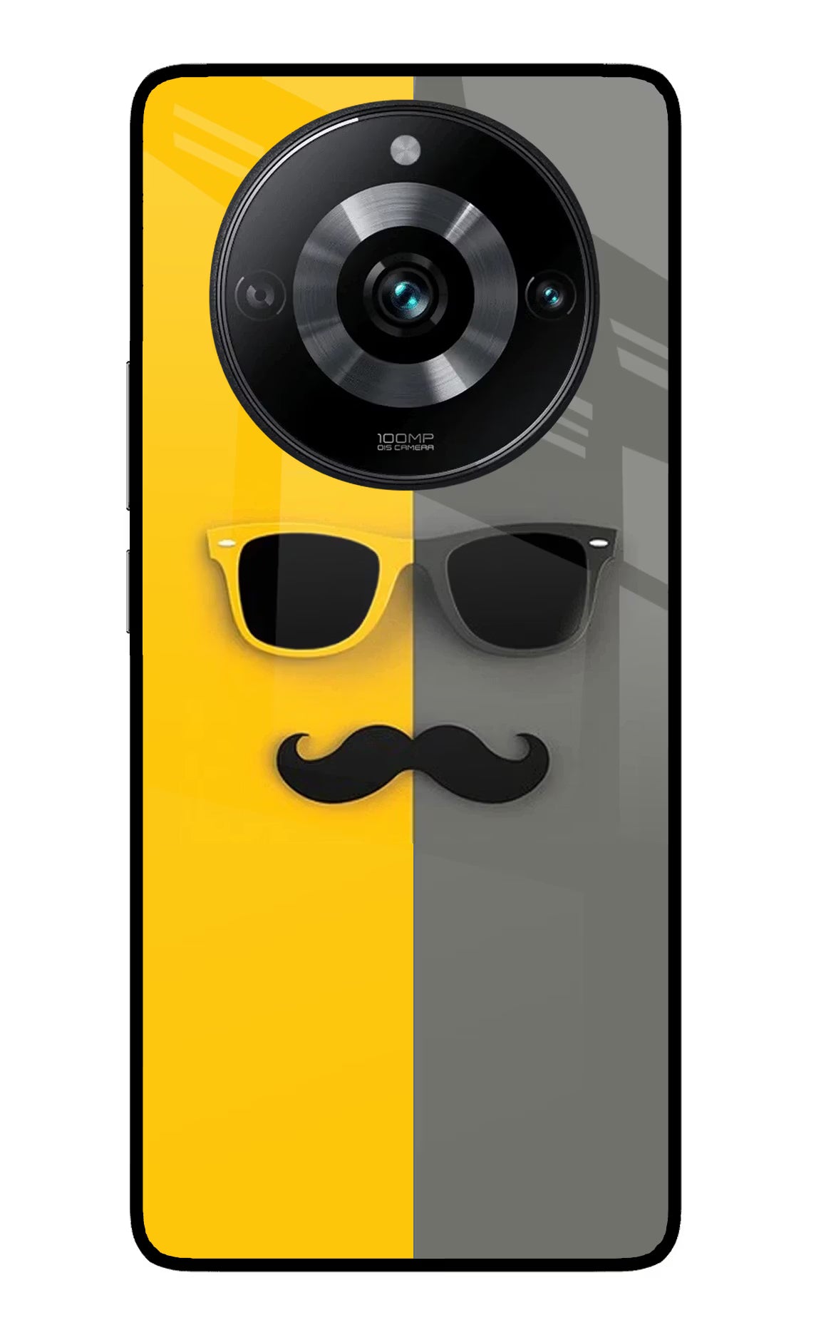 Sunglasses with Mustache Realme 11 Pro/Pro+ 5G Glass Case Back Cover by Casekaro