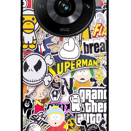 Sticker Bomb Realme 11 Pro/Pro+ 5G Glass Case Back Cover by Casekaro