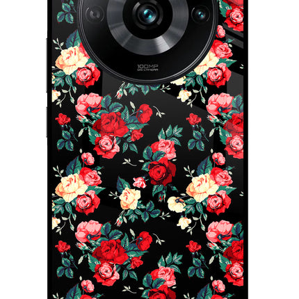 Rose Pattern Realme 11 Pro/Pro+ 5G Glass Case Back Cover by Casekaro