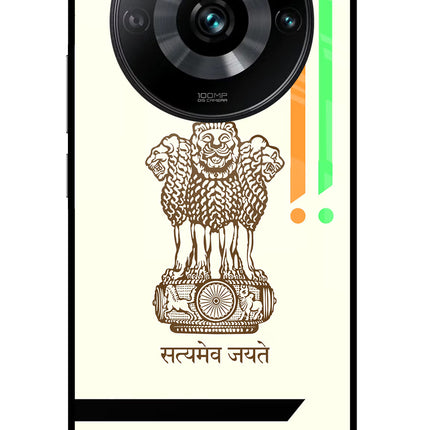 Satyamev Jayate Brown Logo Realme 11 Pro/Pro+ 5G Glass Case Back Cover by Casekaro