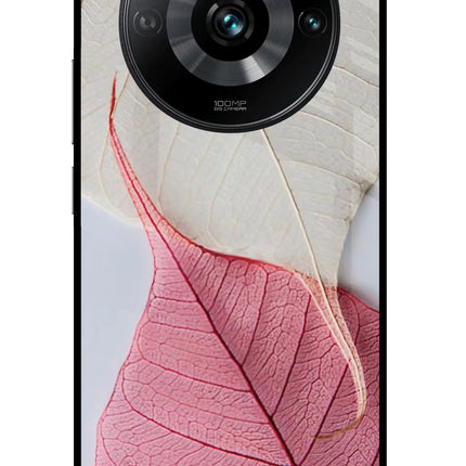 White Pink Leaf Realme 11 Pro/Pro+ 5G Glass Case Back Cover by Casekaro