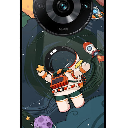 Cartoon Astronaut Realme 11 Pro/Pro+ 5G Glass Case Back Cover by Casekaro