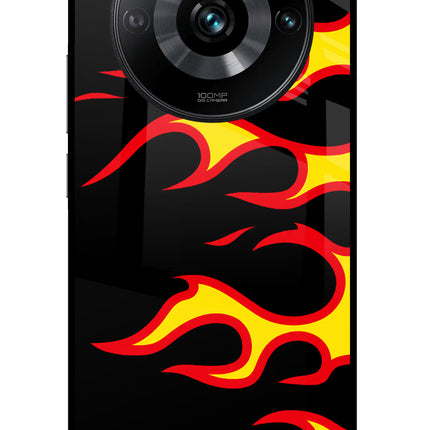 Side Sweep Flames Realme 11 Pro/Pro+ 5G Glass Case Back Cover by Casekaro