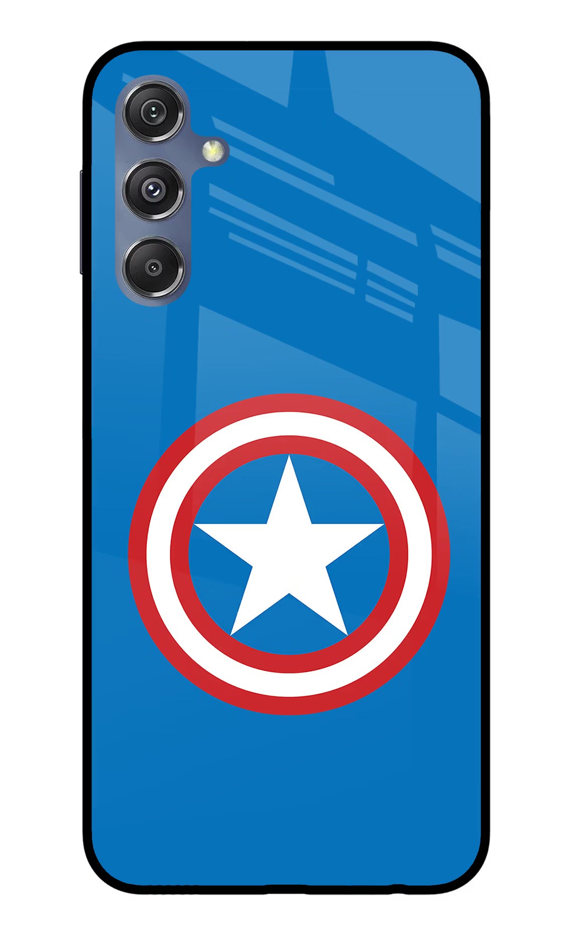 Captain America Logo Samsung M34 5G/F34 5G Glass Case Back Cover by Casekaro