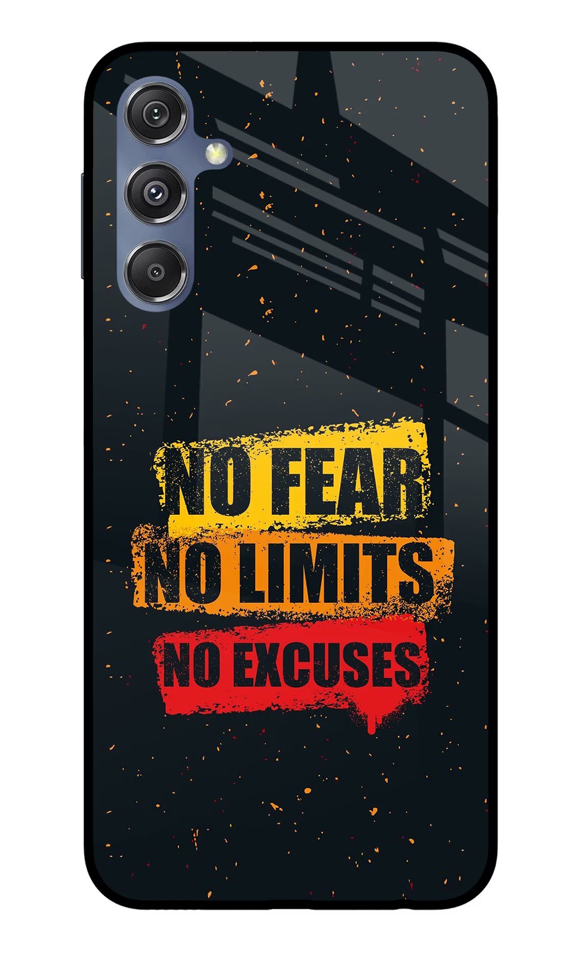 No Fear No Limits No Excuse Samsung M34 5G/F34 5G Glass Case Back Cover by Casekaro