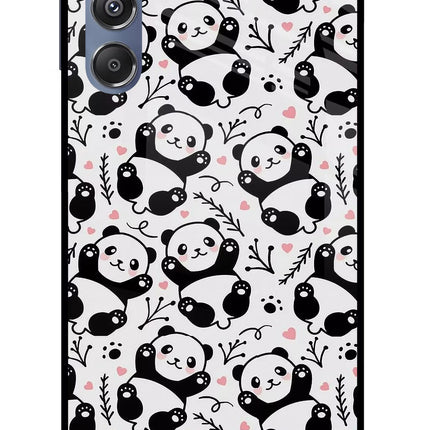 Cute Panda Samsung M34 5G/F34 5G Glass Case Back Cover by Casekaro