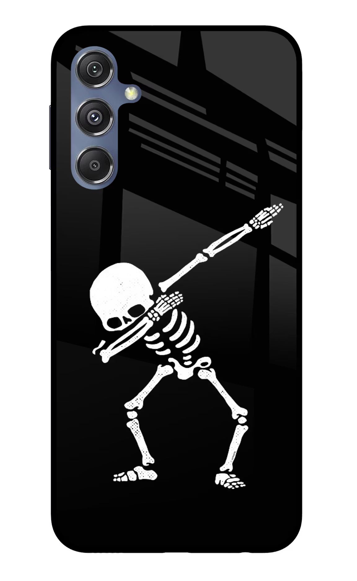 Dabbing Skeleton Art Samsung M34 5G/F34 5G Glass Case Back Cover by Casekaro