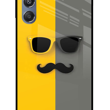 Sunglasses with Mustache Samsung M34 5G/F34 5G Glass Case Back Cover by Casekaro