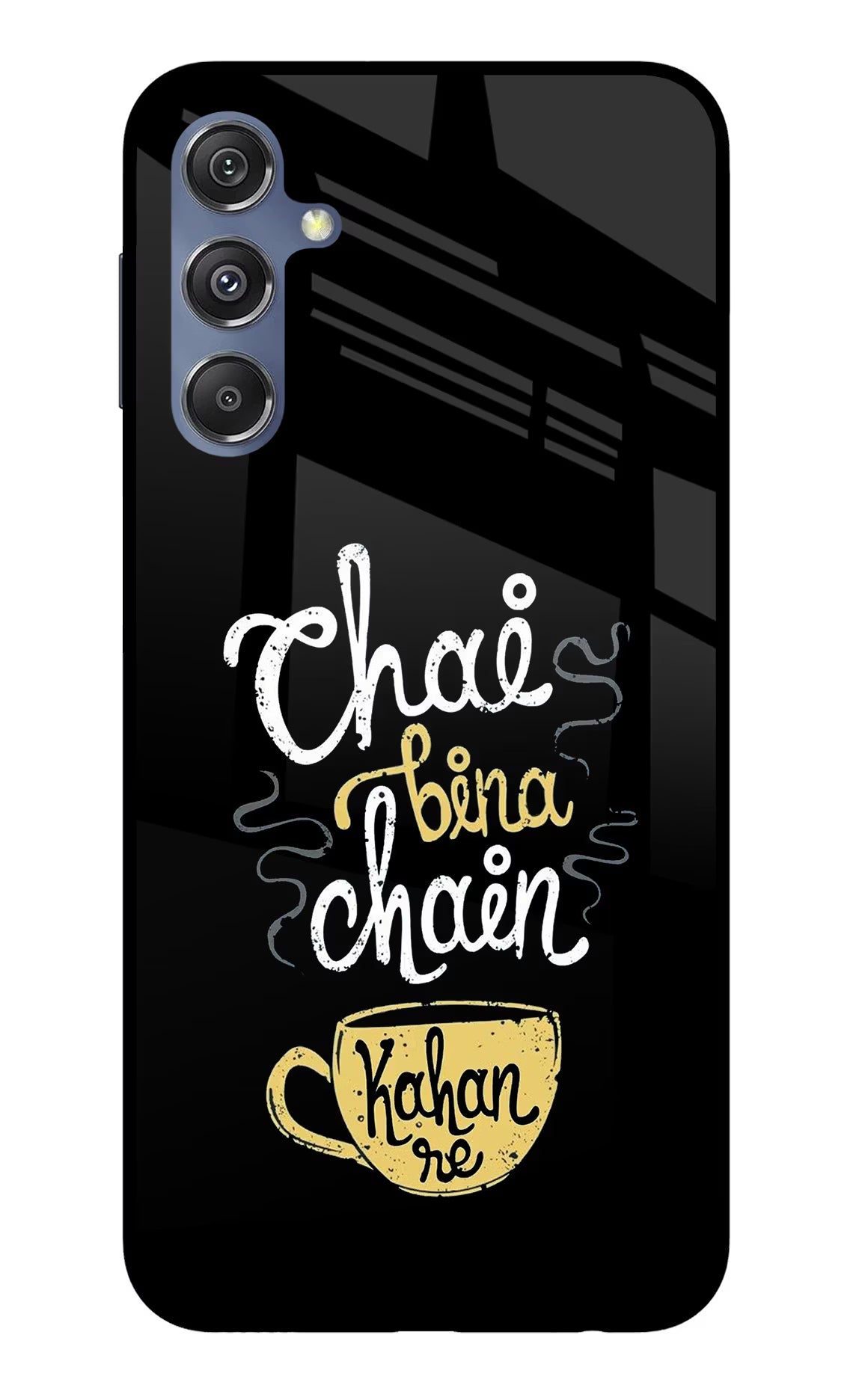 Chai Bina Chain Kaha Re Samsung M34 5G/F34 5G Glass Case Back Cover by Casekaro