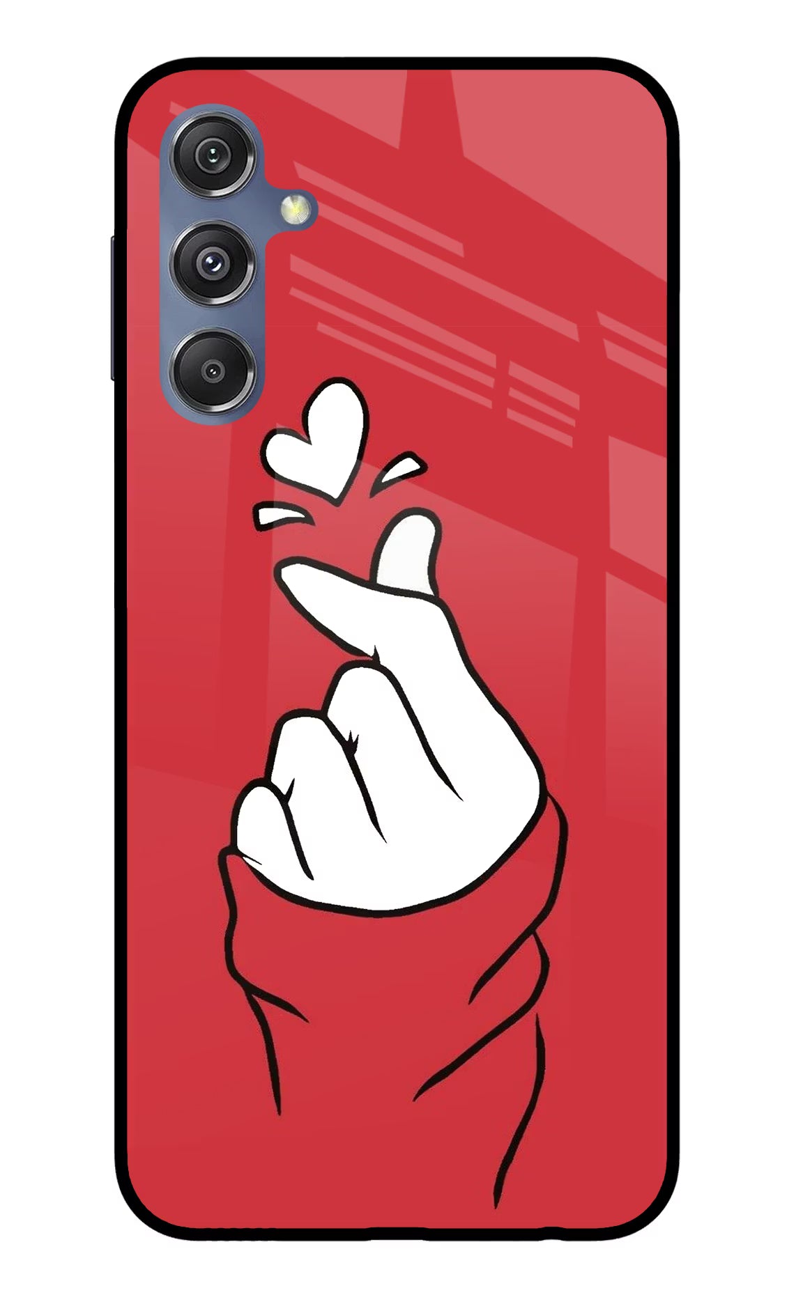 Korean Love Sign Samsung M34 5G/F34 5G Glass Case Back Cover by Casekaro