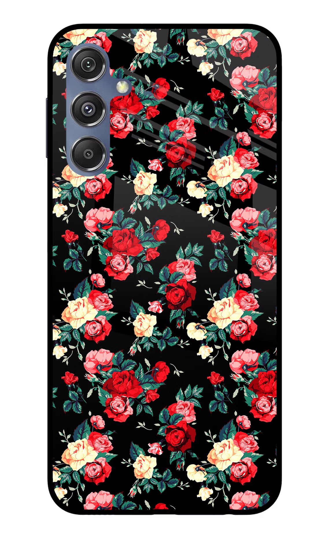 Rose Pattern Samsung M34 5G/F34 5G Glass Case Back Cover by Casekaro