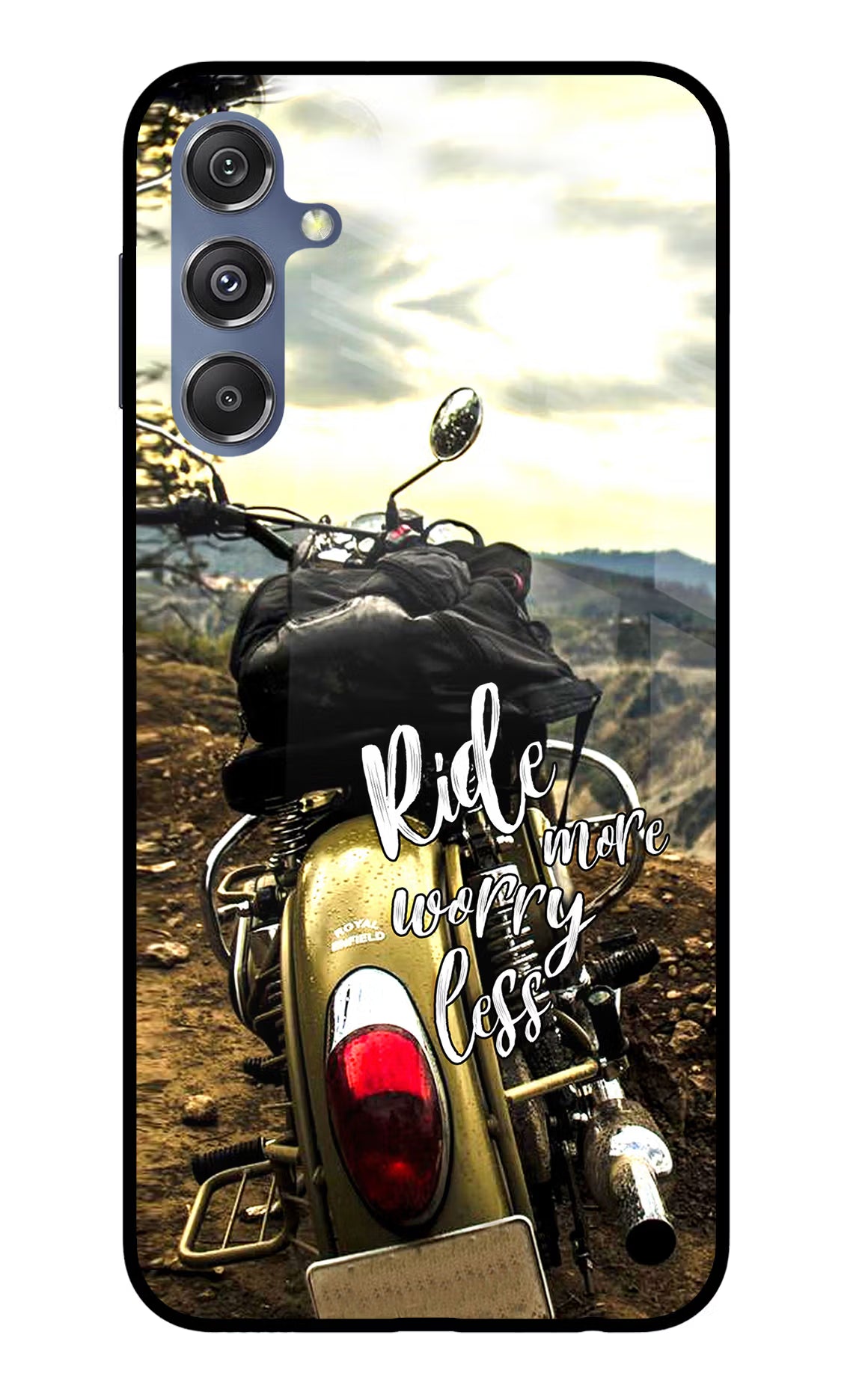 Ride More Worry Less Samsung M34 5G/F34 5G Glass Case Back Cover by Casekaro