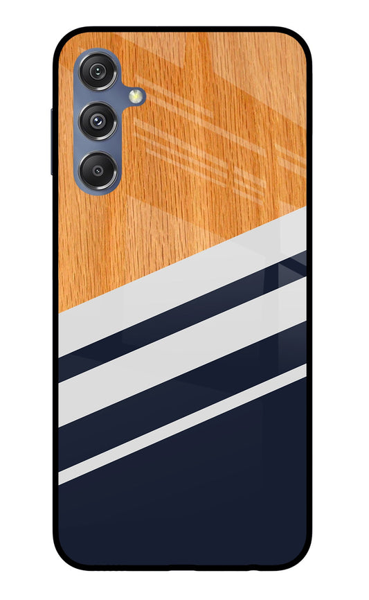 Blue and white wooden Samsung M34 5G/F34 5G Glass Case