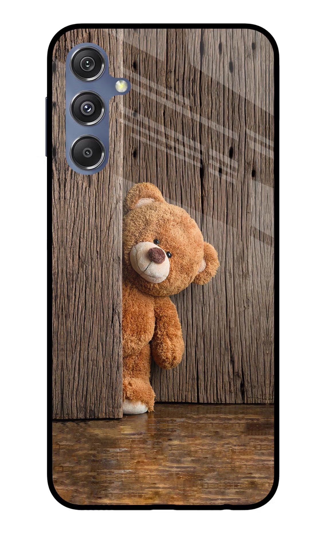 Teddy Wooden Samsung M34 5G/F34 5G Glass Case Back Cover by Casekaro