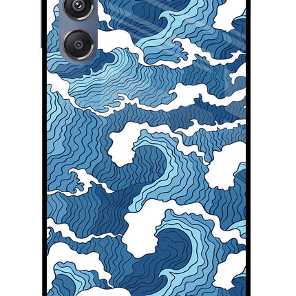 Blue Waves Samsung M34 5G/F34 5G Glass Case Back Cover by Casekaro