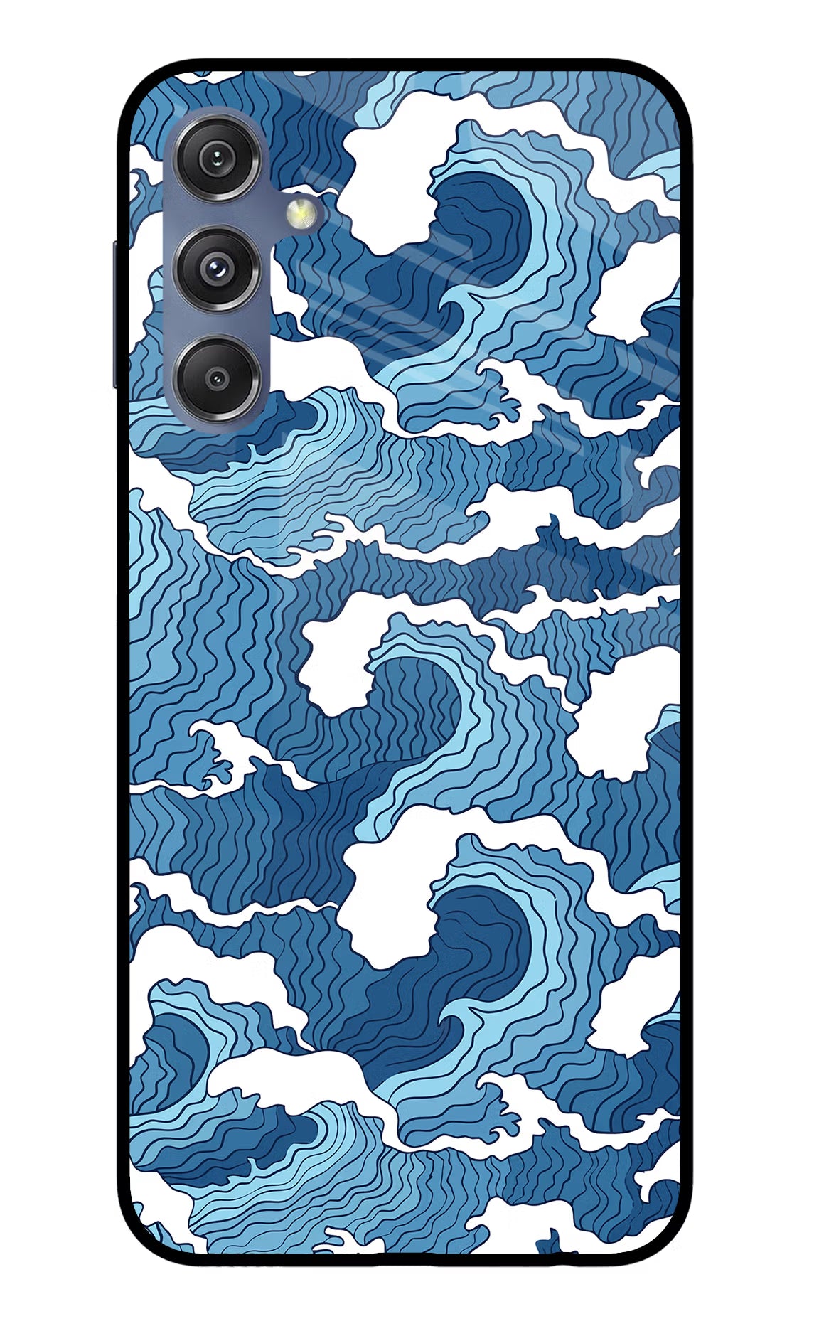Blue Waves Samsung M34 5G/F34 5G Glass Case Back Cover by Casekaro
