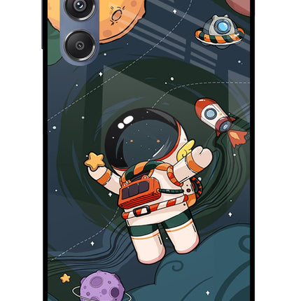 Cartoon Astronaut Samsung M34 5G/F34 5G Glass Case Back Cover by Casekaro