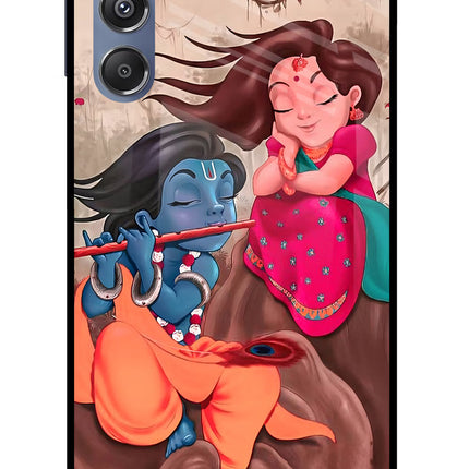 Radhe Krishna Samsung M34 5G/F34 5G Glass Case Back Cover by Casekaro