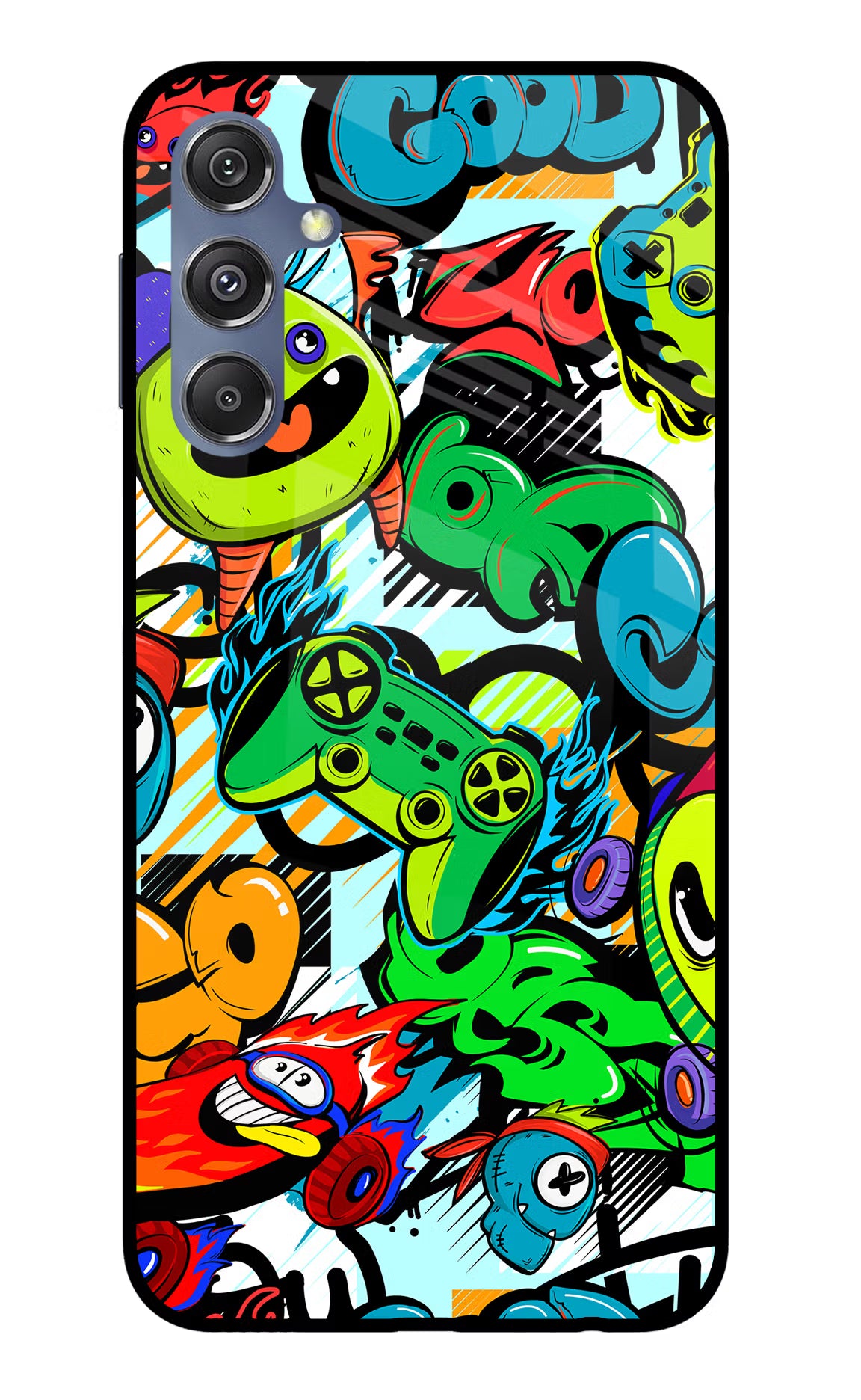 Game Doodle Samsung M34 5G/F34 5G Glass Case Back Cover by Casekaro