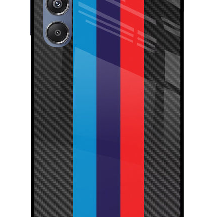 BMW Stripes Pattern Samsung M34 5G/F34 5G Glass Case Back Cover by Casekaro