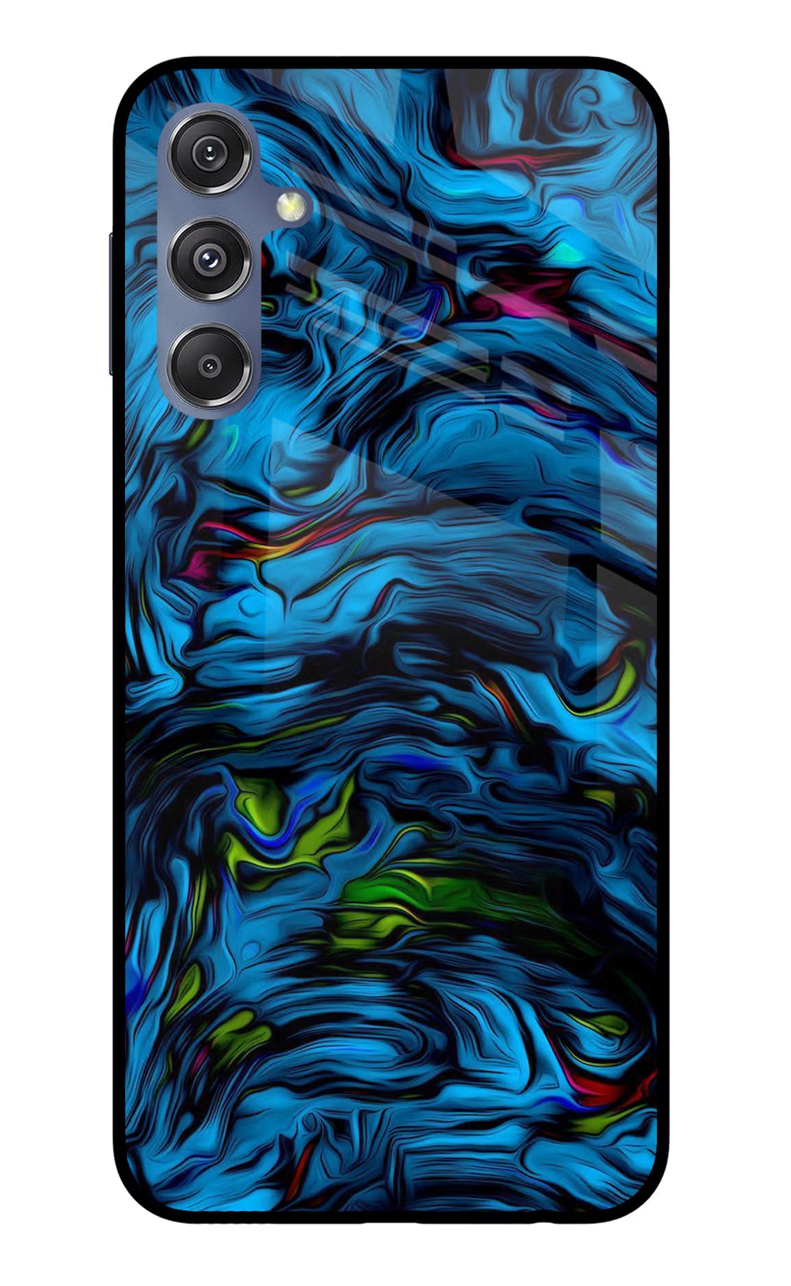 Dark Blue Abstract Samsung M34 5G/F34 5G Glass Case Back Cover by Casekaro