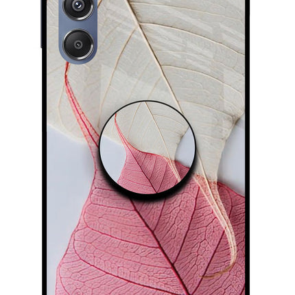 White Pink Leaf Samsung M34 5G/F34 5G Glass Case