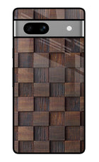 Wooden Cube Design Google Pixel 7A Glass Case