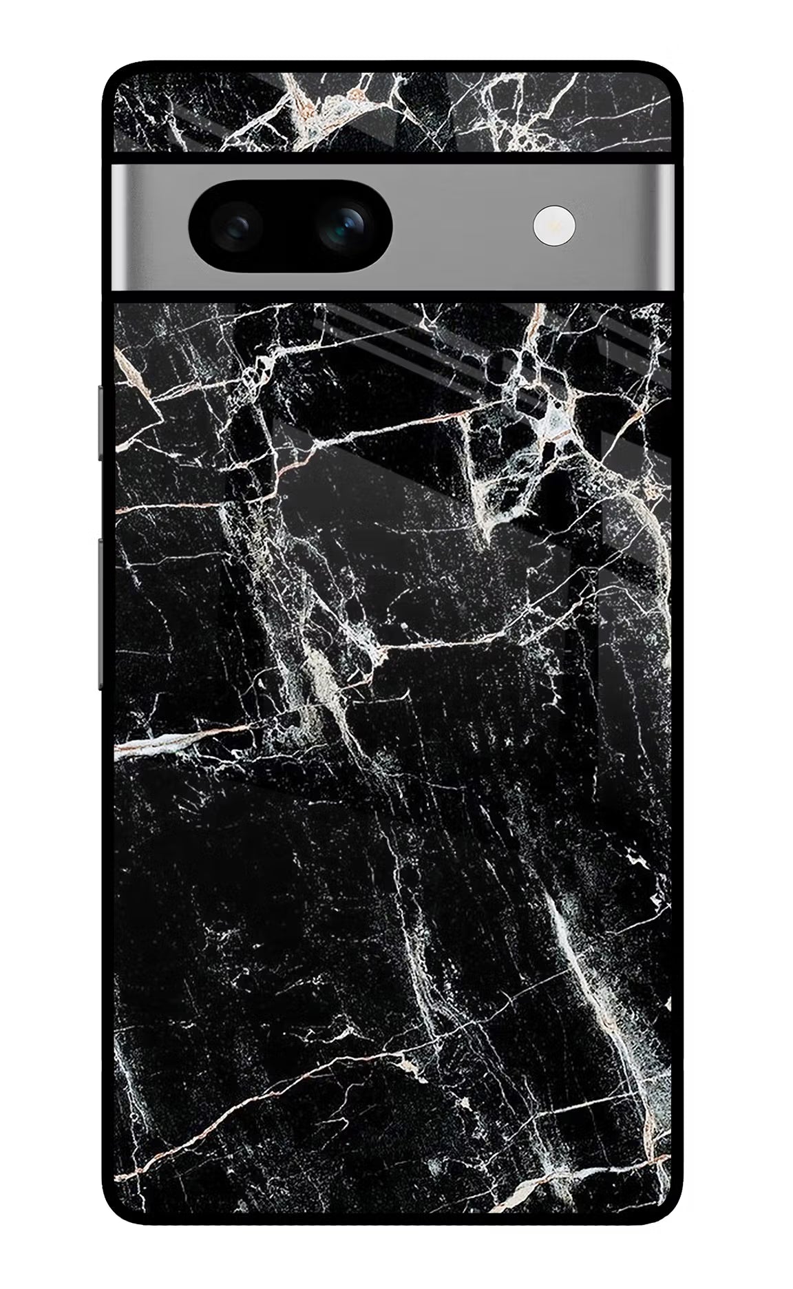Black Marble Texture Google Pixel 7A Glass Case Back Cover by Casekaro