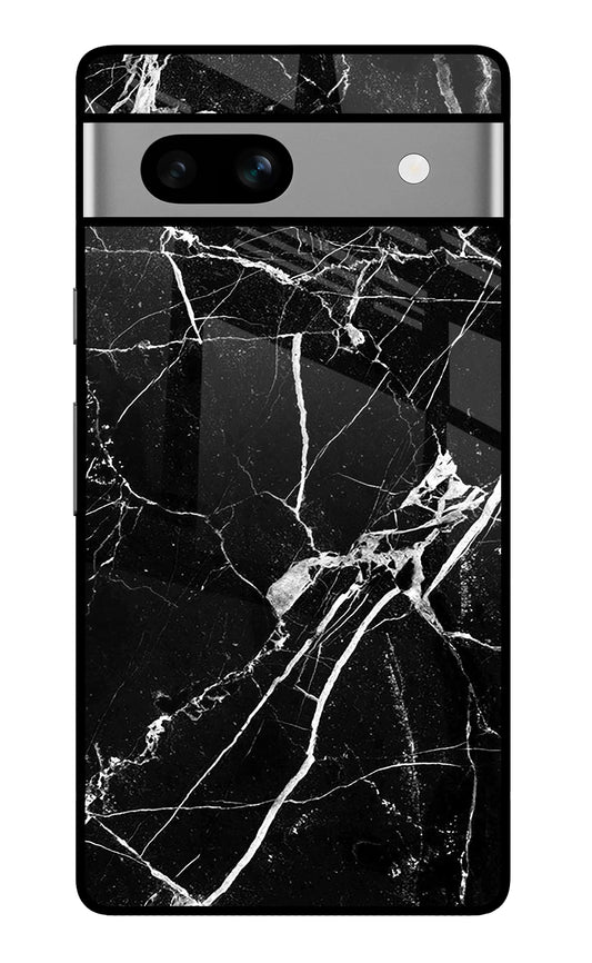 Black Marble Pattern Google Pixel 7A Glass Case