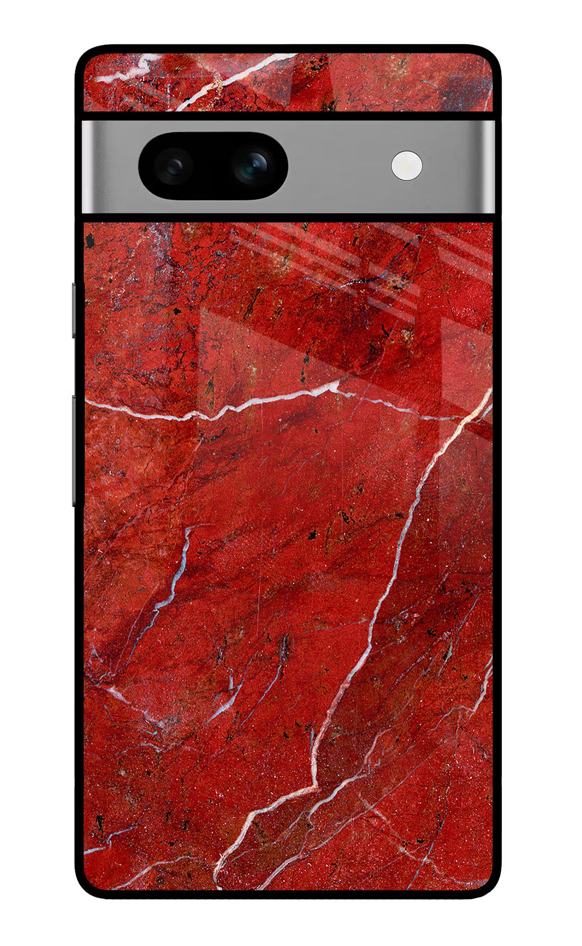 Red Marble Design Google Pixel 7A Glass Case Back Cover by Casekaro