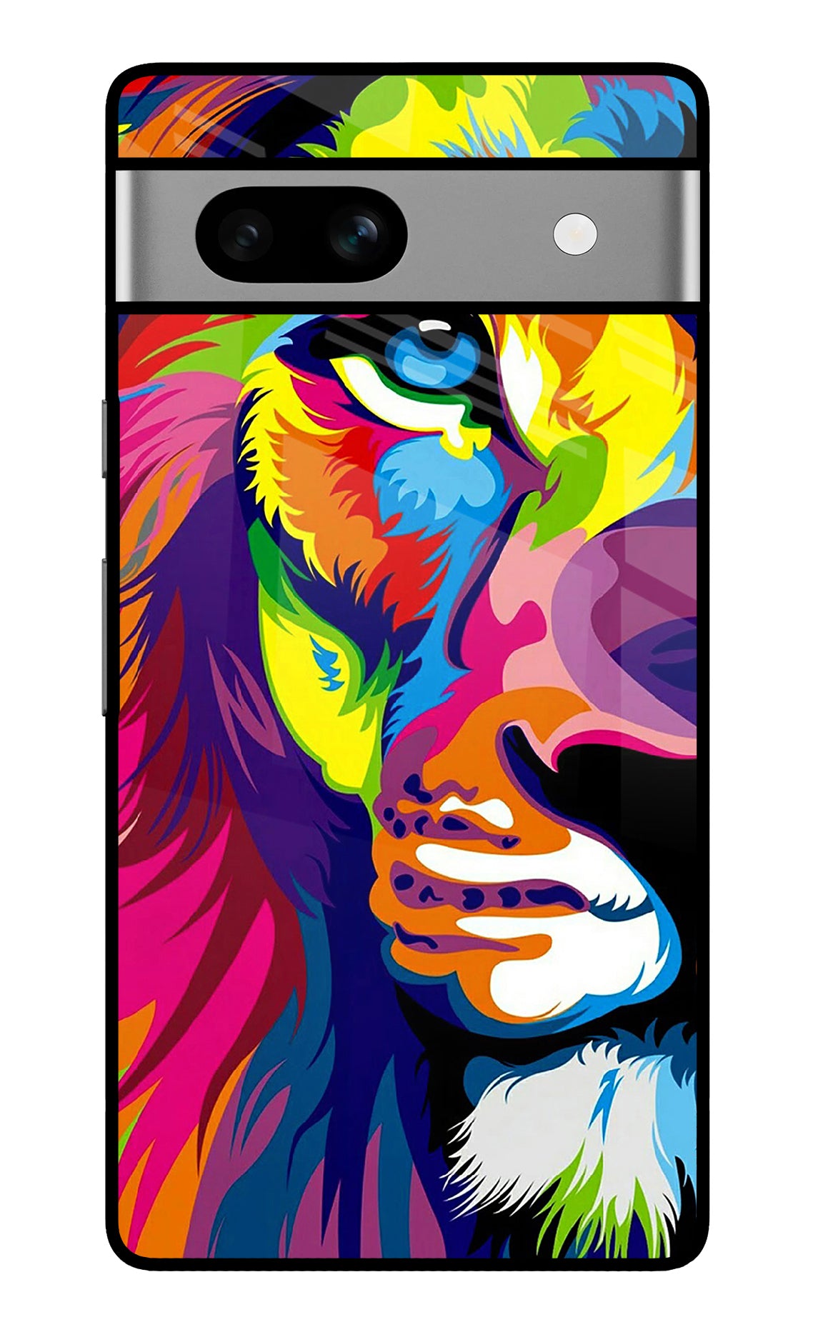 Lion Half Face Google Pixel 7A Glass Case