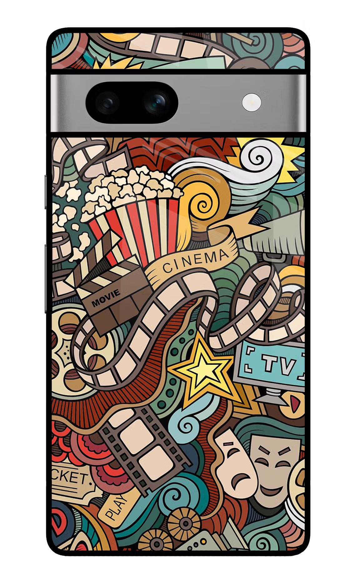 Cinema Abstract Google Pixel 7A Glass Case Back Cover by Casekaro