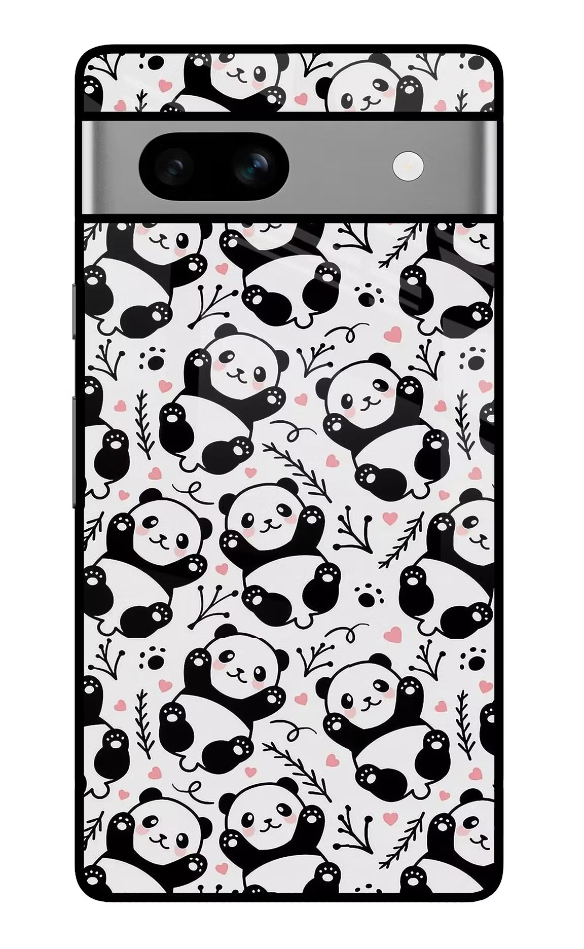 Cute Panda Google Pixel 7A Glass Case Back Cover by Casekaro