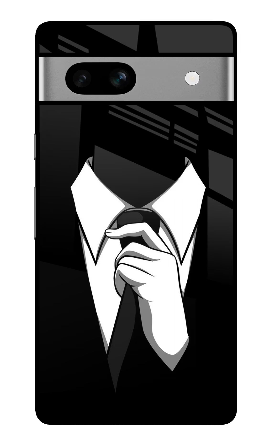 Black Tie Google Pixel 7A Glass Case Back Cover by Casekaro