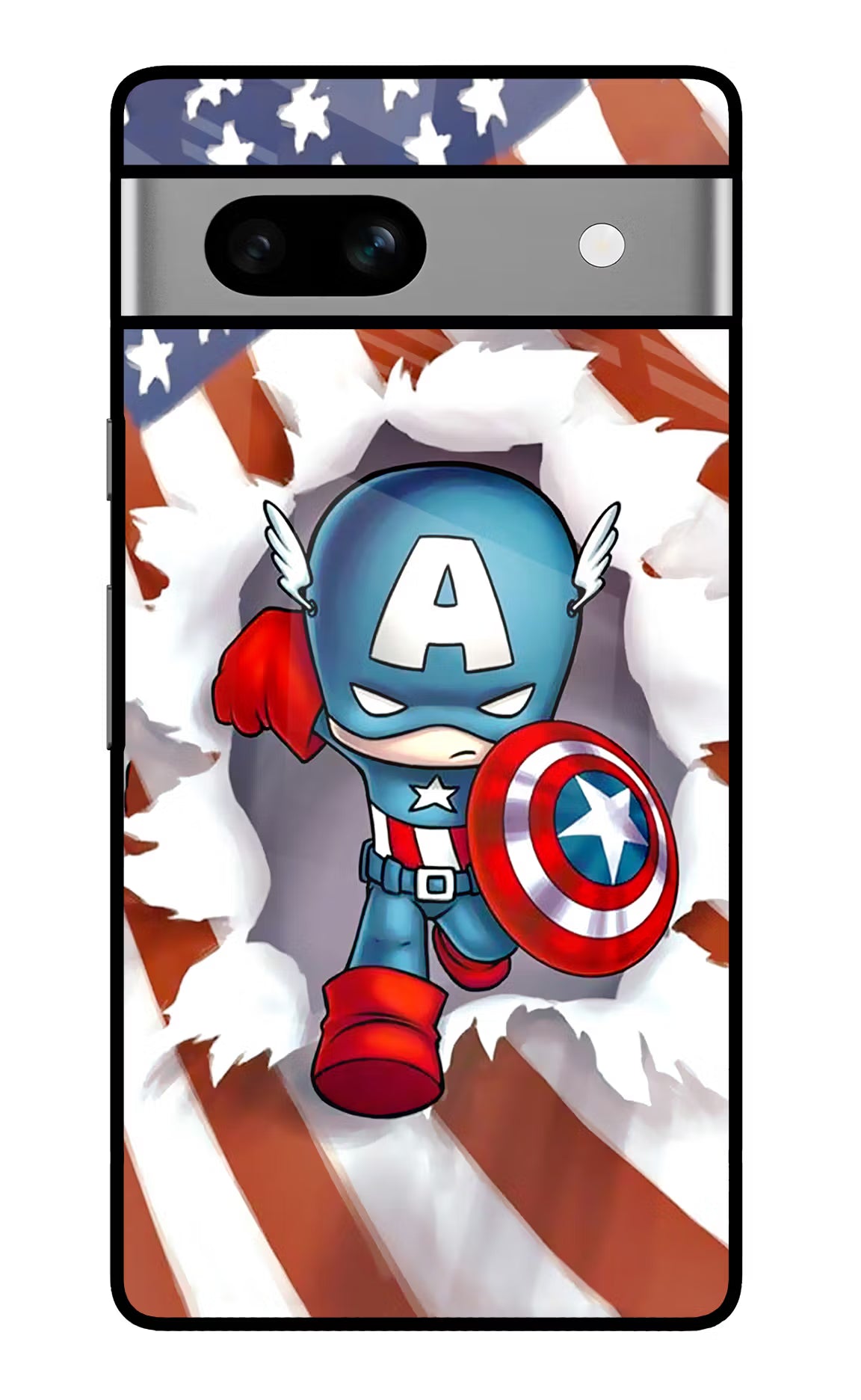 Captain America Google Pixel 7A Glass Case Back Cover by Casekaro